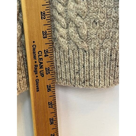 Aran Woollen Mills Women’s XL Tan 100% New Wool ¼-Zip Sweater Pullover Rustic - Picture 6 of 8